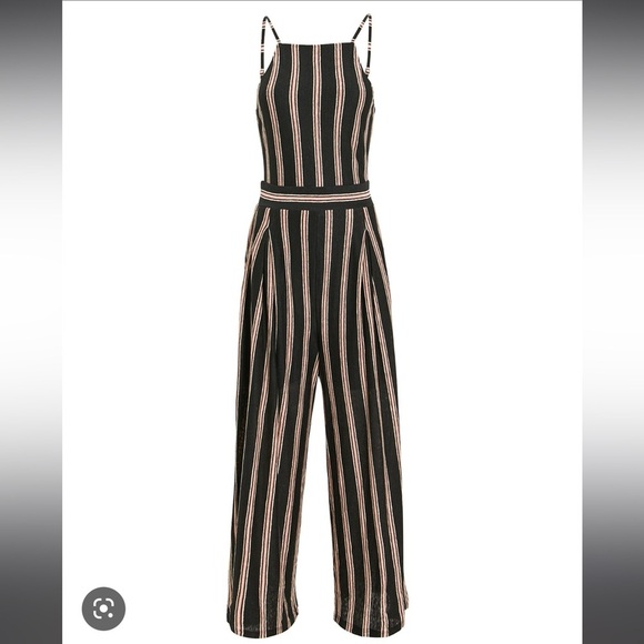 Joie Briselle Linen Jumpsuit, Vertical Stripes, Wide Leg & Exposed Back—Size XS• - Picture 2 of 16